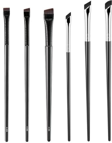FUGLUS Set di 6 Pennelli per Eyeliner e Sopracciglia, Pennelli Angolati Ultra Sottili Professionali per Trucco di Precisione con Punta Fina per Applicazione Correttore e Gel