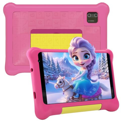 Freeski 7 Inch Android 13 Kids Tablet, 5GB+32GB(128GB Expandable), 1024x600 HD Screen, 2500mAh, 0.3MP+2MP Dual Camera, WiFi 6, BT5.2, Parental Controls, Tablet for Kids with Shockproof Case(Pink)