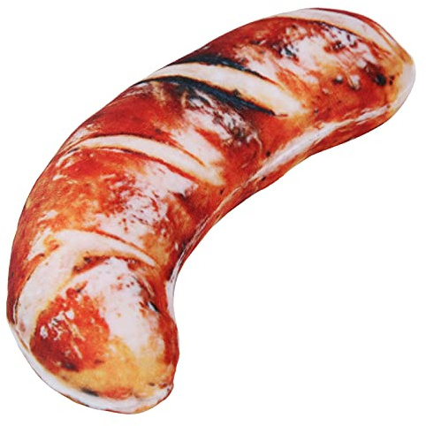 Chiyyak Food Cushion Pillow, Soft and Elastic Simulation Food Shape Plush Toy with PP Cotton Filling, Great, Easy Washing, Decor for Home, Office, (Sausage pillow)