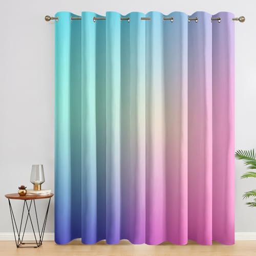 Generisch Farbverlauf Vorhang Blickdicht 2er Set, H 220 x B 140, 95% Verdunklung, Ombre Bunt Vorhänge für Wohnzimmer Schlafzimmer Deko, Thermo Fenster Gardinen mit Ösen MSE98