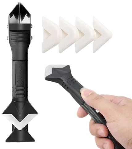 IEBTWN 1 Stück 5-In-1 Silikon-Dichtungswerkzeug-Set – Entferner, Fugenschaber & Glätter Mit 5 Austauschbaren Pads Für Küche, Bad Und Bodenversiegelung Anwendung