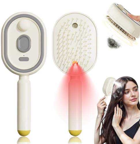 3 in 1 Elektrischer Sprüh-Luftkissen-Massagekamm, Entwirrungs Haarbürste mit ätherische Öle & Sprühen Box, Kopfmassagegerät Elektrisch, Kopfhaut Massagebürste, Glatter Haarkamm Antistatisch (Beige)