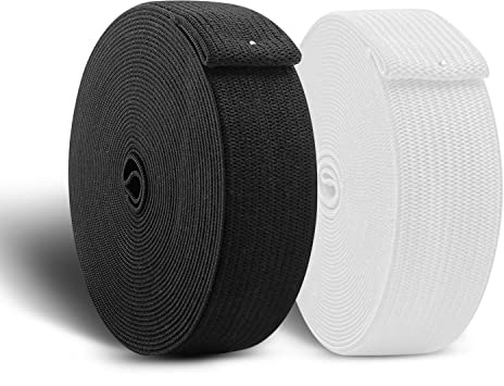 CZ Store®- Gummibänder zum Nähen |2ER SET| 25 MM breit | 10 M lang | ✮LEBENSLANGE GARANTIE✮ - Elastisches Polyester-Band, Strick- & Nähzubehör, starke Bänder für Kleidung, Hosen - Schwarz & Weiß