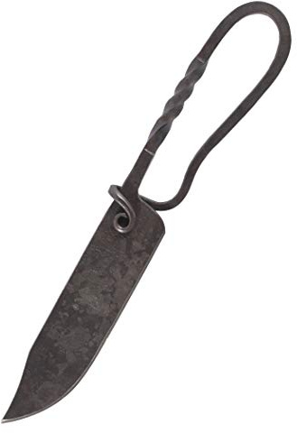 Battle-Merchant Geschmiedetes Messer mit Lederscheide, ca. 23 cm | Dekoratives Wikinger Messer aus 440er-Edelstahl, Mittelalter, Ausstellungsstück, für Reenactment & LARP