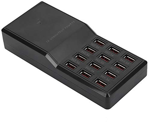 12-port USB Mobile Phone Charger Multi Fast Charger USB Charging Station Hub AC to DC New Multi-function Smart Charger 5V 3.5A 2.1A Cell Phone Desktop Charging Dock for Tablet, PC, Phone(Black UK)
