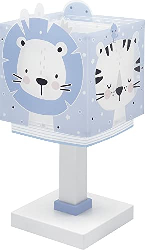 Dalber Kinder Tischlampe Nachttischlampe kinderzimmer Baby Jungle Tiere Dschungeltiere Blau, 63111T, E14