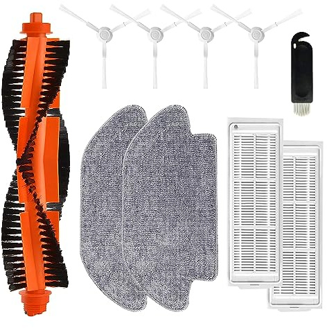 10 Stücke Ersatzteile für Xiaomi Mi Robot Vacuum Mop Pro/Mop 2S/Mop P | Xiaomi Saugroboter Ersatzteile Set Enthält, 4 Filter, 1 Hauptbürsten, 4 Seitenbürste, 2 Wischtücher und 1 Reinigungsbürste