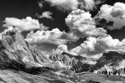 Hexoa Tableau Noir et Blanc Dolomites - Made in France - Tableau Verre Acrylique 90x60