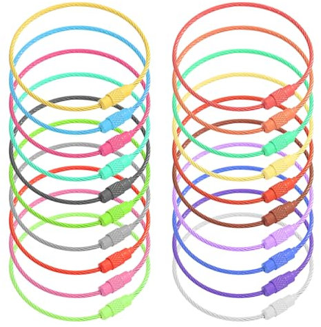 Confezione Da 20 Portachiavi In ​​Fune Metallica, Portachiavi Multifunzionali, Portachiavi In ​​Fune Metallica, Adatto Per Etichette Per Bagagli, Chiavi, Pendenti