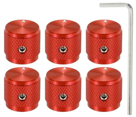 QUARKZMAN 6 Stück Aluminium Potentiometer Drehknopf, 1/4 (6mm) Universelle Lautstärke Tonregelknöpfe mit Pfeilindikator für Gitarre, 5/8 Rot