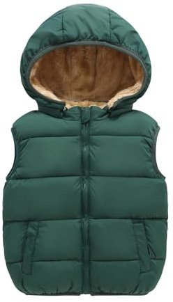 NAFING Doudoune Sans Manche Enfant Garcon Fille Duvet Extérieur Couleur Unie Impermeable Manteau Légère Hiver Matelassé Veste À Capuche Gilet Avec Capuche Rembourré Chaud Coupe-Vent 3-15 Ans