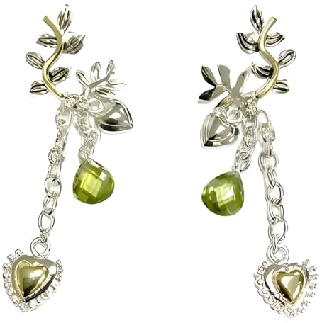 Orecchini da donna con nodo d'amore algerino Casino Royale Bond Girl 007 stile argento foglia e cuore orecchini pendenti lunghi 45 mm gioielli in acciaio inossidabile
