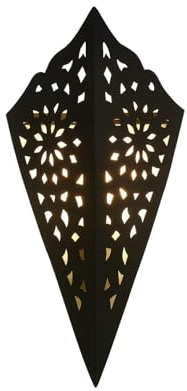 traditionalBM Marockansk vägglampa i smidesjärn – dekorativ orientalisk lykta – höjd 44 cm