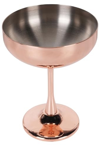 Fafeicy Martiniglas i Rostfritt Stål, Okrossbart Cocktailglas för Drycker Efterrätter, Elegant Design för Festsammankomster (Pläterad koppar)