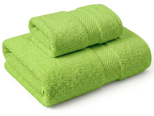 NARCISO Set Asciugamani Bagno Viso e Bidet 2 Pezzi (1 Viso 50x100cm e 1 Bidet 40x60cm) Ogni Asciugamano è Realizzato in Spugna di Cotone Alta Assorbenza, Morbido e Resistente all’Usura (Verde Salvia)