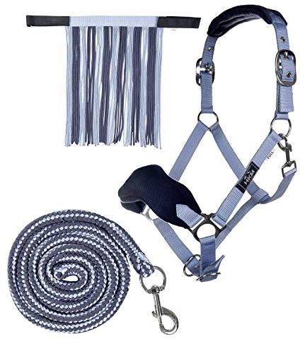 HKM 10733 Halfterset, Halfter Fliegenfransen Strick 180cm Karabiner, Pony VB WB