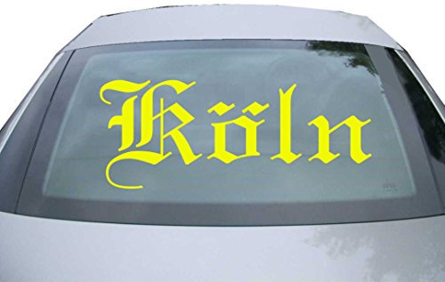 Indigos UG Aufkleber Heckscheibe & Motorklappe - neongelb - 600x240 mm - Stadt Köln - selbstklebender Sticker für Auto, Fenster, Bus oder LKW