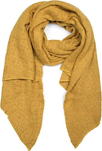 styleBREAKER Damen Schal aus weicher Viskose | einfarbiger Webschal in asymmetrischer Form | große Stola für Herbst und Winter Looks, Farbe:Senf