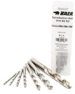BaerCoil BAER Spiralbohrer Set M3 - M12 - HSSG - DIN 338 - Metallbohrer - Kernlochbohrer Satz - Spiralbohrerset - Spiralbohrersatz - Bohrerset - Bohrer - Schnellarbeitsstahl - HSS-Stahl