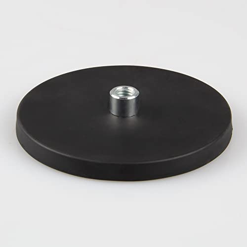 Magna-C® Neodym-Magnet gummiert schwarz | Magnet mit Gewinde | Ø88 x 8,5mm mit M8 x 8,5mm Gewinde | extrem starke Haftkraft (55KG) | Ideal für lackierte Flächen