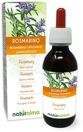 Rosmarin (Rosmarinus officinalis) Alkoholfri Knoppextrakt från färska knoppar Naturalma - Flytande extrakt i droppar 120 ml - Kosttillskott - Vegansk
