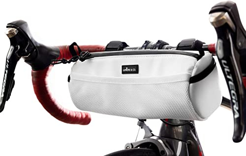 Lumiere & Co. Fahrrad-Lenker Tasche – Minimalistisches Design – 3 Größen, Mehrere Farben – Clipriemen, Schultergurt (Weiß, Mittel)