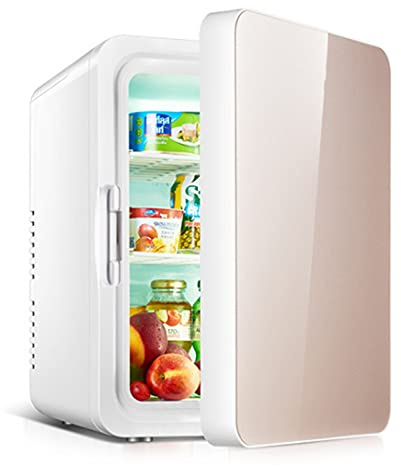 Mini frigo 10 litres / 12 boîte de maquillage portable réfrigérateur avec poignée pour la peau, les cosmétiques, la nourriture et la voiture,Champagne gold