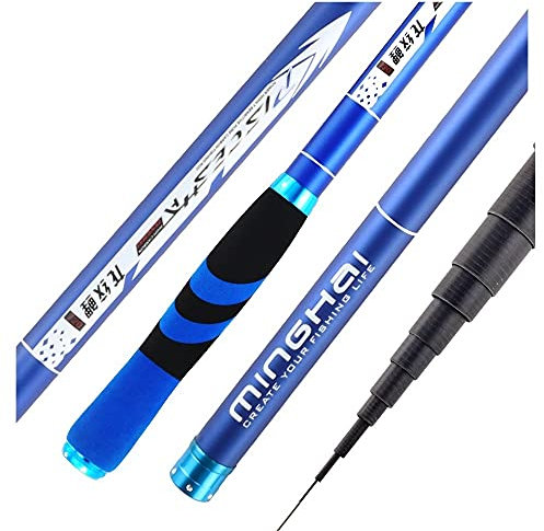 DawnDream Angelrute Kohlefaser-Teleskop-Angelrute Hand-polig Karpfen Ultraleicht Super Hard Travel 3.6/4,5/5.4/6.3/7,2m Stipprute (Color : Blue, Length : 6.3 m)