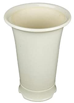 Runde Bonsaischale (Wasserfallform) aus weiss glasiertem Steinzeug 13x13x22 cm - YM41