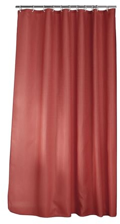 Douceur d'Intérieur, Rideau de Douche avec Crochets (180 x 200 cm) Quartz Terracotta, Jacquard Uni
