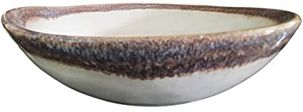 PintoCer - 2 x Platos Hondos de Gres, 23 cm, Cuenco para Sopa, Pasta, Ensalada o Cereales, Blanco y Marrón