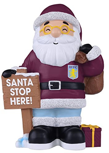 FOCO Offically Licenced Official Aston Villa FC Santa Stop Here Christmas Football Garden Gnome