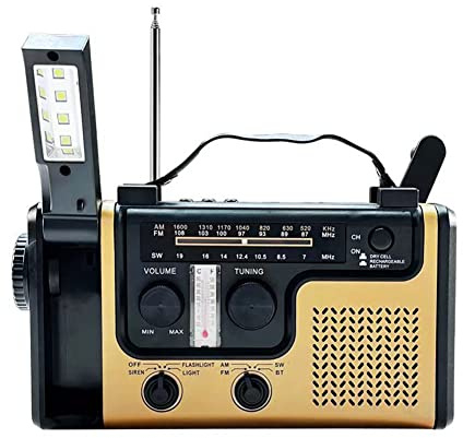 Solar Radio,Emergency Hand Crank Radio Weather Radio with Thermometer Rechargeable USB Phone Charger,Flashlight Torch Solar Radio,Emergency Use for Camping,Hiking