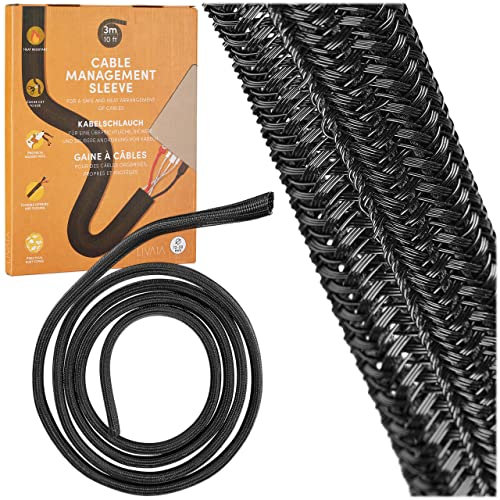 LIVAIA Kabelkanal : selbstschließender Kabelkanal schwarz für besseres Schreibtisch Kabelmanagement – 12 mm bis 20 mm x 3 m Kabelschlauch schwarz – zuschneidbarer Cable Protector für zu Hause und Büro
