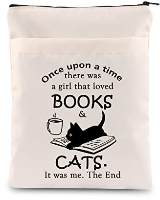 KUIYAI Buchhülle, Motiv: schwarze Katze, Geschenk für Sie, Once Upon Book & Cat, Modern