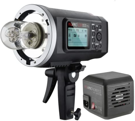 PIXAPRO CITI600 TTL 600Ws Portable Flash Strobe Photo Lighting Unit for Digital Photography Dual Power Operation Battery and Main with Bowens Mount Universal Camera and Wireless Remote Control