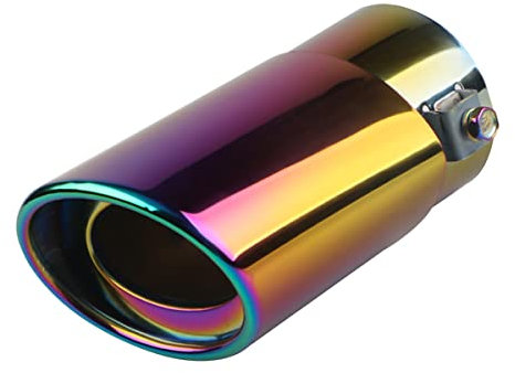 JNNJ Car Polished Stainless Steel Exhaust Tail, Exhaust Tail Tip Pipe Muffler Trim, Car Exhaust Pipe Flue Muffler, Modified Tailpipe Compatible with Vehicles Rear Tip Pipe（Straight-Multicolored）
