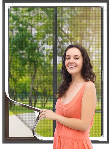 Flintronic Fliegengitter Fenster Magnet, 200 x 250 cm Flexibler Insektenschutz Magnetfenster, mit Umlaufendem Selbstklebendem Magnetstreifen, Fliegenschutz Moskitonetz ohne Bohren (Schwarz)