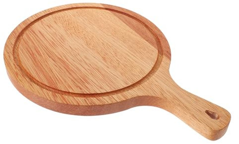 Cabilock Bandeja de Madera Multifunción para Servir Pizza Bistec Pan Estilo Occidental 9 Pulgadas Madera Natural Fácil de Limpiar
