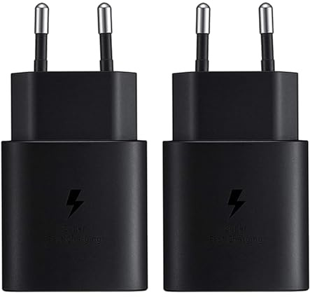 2 Pack 25W USB C Chargeur Rapide pour Samsung Galaxy S25 S24 S23 S22 S21 S20 Plus Ultra S24+ S23+/Z Fold 5/6/ Z Flip 5/6 5G/ Note20/10/A54 A53/ iPhone, iPad, Tablet, Adaptateur de Charge Secteur