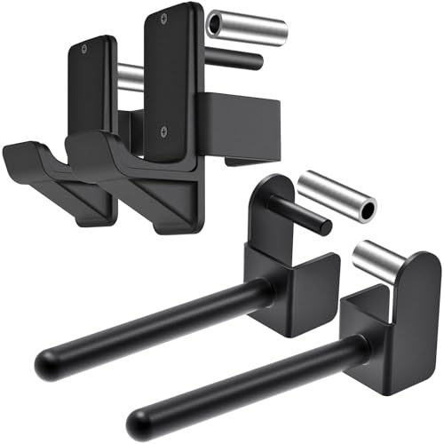 Kipika Juego de Ganchos en J y Soporte para Discos de Peso - Rack de Potencia 2 x 2 Pulgadas, Agujero 5/8 o 1 Pulgada - Accesorios para Sentadillas y Entrenamiento de Fuerza