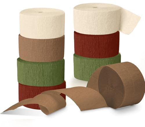 NICROLANDEE Weihnachtsdekoration, 8 Rollen Grün Rot Braune Krepppapier Luftschlangen for Weihnachten Partydeko, Hochzeit Babyparty Geburtstag Creppapier Hänge-Hintergrunddekorationen