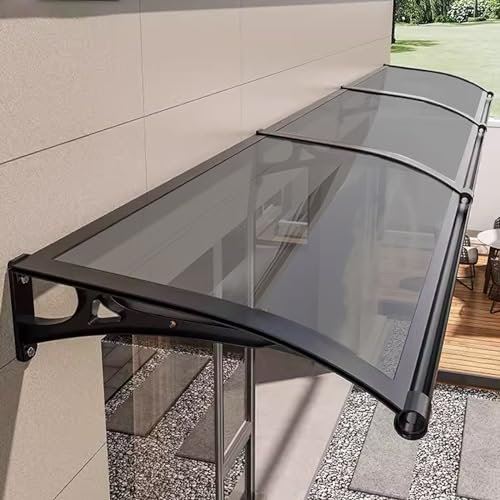 auvent de terrasse，Auvent de Porte et fenêtres,auvent Porte d'entree，Marquise en Polycarbonate Résistante, Contre La Pluie et UV,Porte Toit Marquise Abri Protection - Gris fumée - 60x60cm/24 x24
