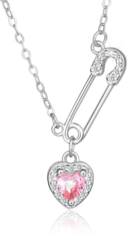 YV-cozx Sicherheitsnadel-Halskette, herzförmiger Anhänger, Sicherheitsnadel-Anhänger, Halskette, exquisiter Sterlingsilber-Anhänger, Halskette, Schmuck, Ehefrau, Liebhaber, Geburtstag,