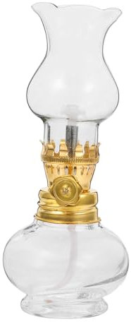 ANDRESLAD Vintage Glas Öllampe aus Langlebigem Glas Gleichmäßige Beleuchtung für Innenbereich Kleine Petroleum Tischlampe mit Docht Notfallbeleuchtung und Dekorative Wohndekoration
