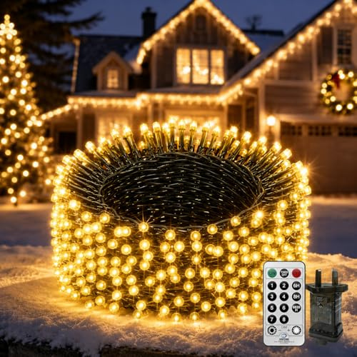 THKFUL 80M 800LED Lichterkette Außen Innen mit Stecker, Warmweiß Lichterkette Außen mit Fernbedienung,Timer,Wasserdicht für Zimmer Hochzeit Garten