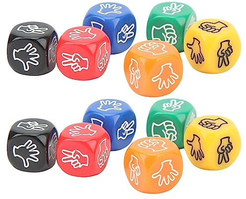 Yctze 12 Stück Finger-G-Würfel, 6-seitig, 6 Farben, 20 Mm, Rock-Schere, Kunststoff (mit Stein-Effekt)