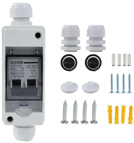 Jadeshay DC Leitungsschutzschalter, Photovoltaik DC Trennschalter PV Anlage 1 String Combiner Box Miniatur Leistungsschalter Wasserdichter PV Sicherungsautomat for PV-Solarpanelsystem(30A)