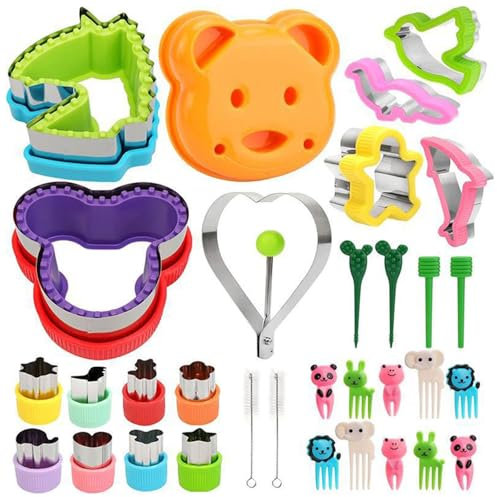 Bncxdc Sandwich Cutters for Children, 32PCS Sandwich Cutters Set, Food Cutters for Kids with Cute Shapes, Stainless Steel Cookie Cutters Fruit Cutters for Kids Meal