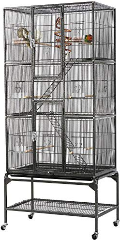 Yaheetech Large African Grey Parrot Bird Cage for Budgies/Conures/Parakeets with Detachable Stand